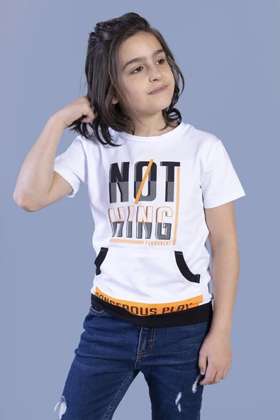 Toontoy Erkek Çocuk Kanguru Cepli Neon Baskılı Tişört - 5