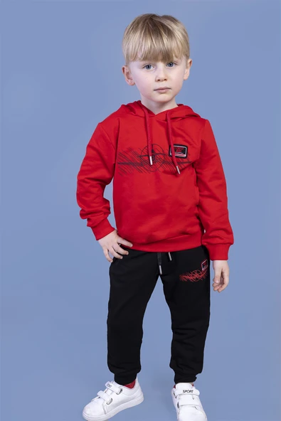 Toontoy Erkek Çocuk Kapüşonlu Baskılı EşofmanTakımı - 10