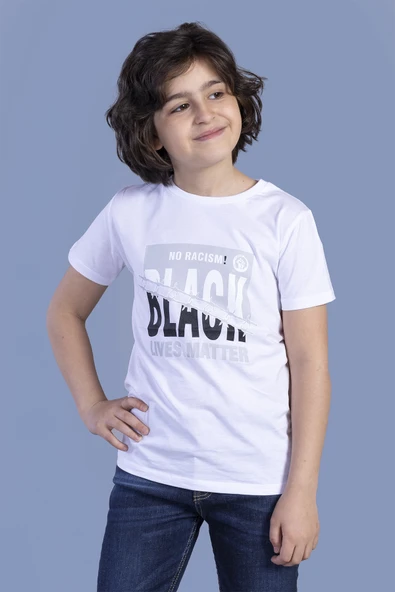 Toontoy Erkek Çocuk No Racısm Black  Baskılı Tişört ürün görseli 1