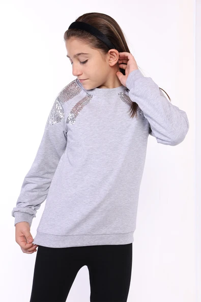 Toontoy Kız Çocuk Pullu Nakışlı Sweatshirt