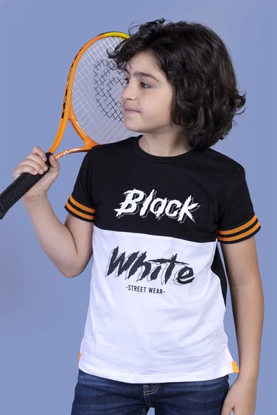Toontoy Erkek Çocuk Kolları Şerit Detaylı İki Renkli Baskılı Tişört - 5