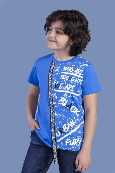 Toontoy Erkek Çocuk Şerit Detaylı Baskılı Tişört - 7