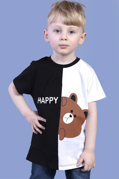 Toontoy Erkek Çocuk İki Renkli Ayıcık Baskılı Tişört - 2