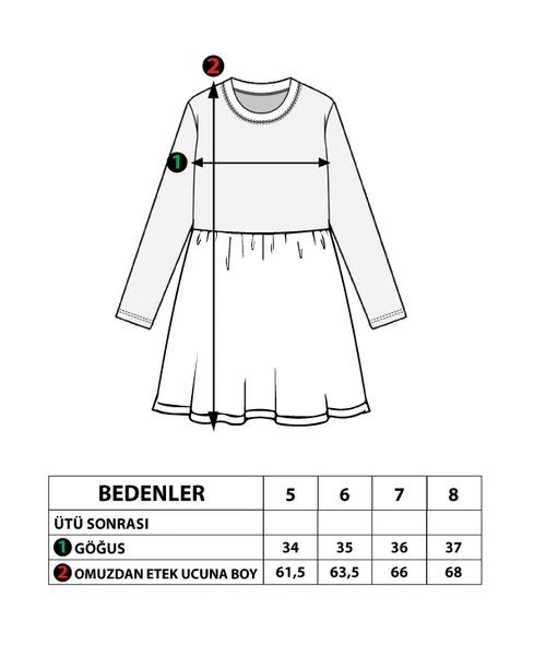 Toontoy Kız Çocuk Baskılı Garni Detaylı Elbise - Resim 11