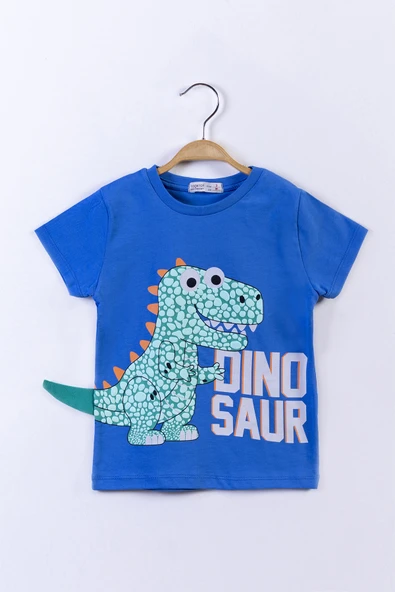 Toontoy Erkek Çocuk Kabartmalı Dinazor Baskılı Tişört - 4