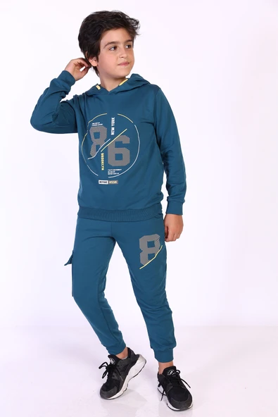 Toontoy Erkek Çocuk Kapüşonlu Baskılı Eşofman Takımı - 5
