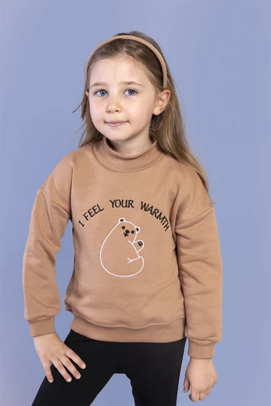Toontoy Kız Çocuk Nakışlı Balıkçı Yaka Pamuklu Sweatshirt - 7