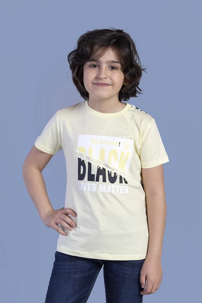 Toontoy Erkek Çocuk No Racısm Black  Baskılı Tişört - Resim 7