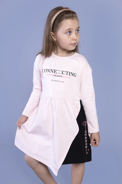 Toontoy Kız Çocuk Baskılı Garni Detaylı Elbise - Resim 8