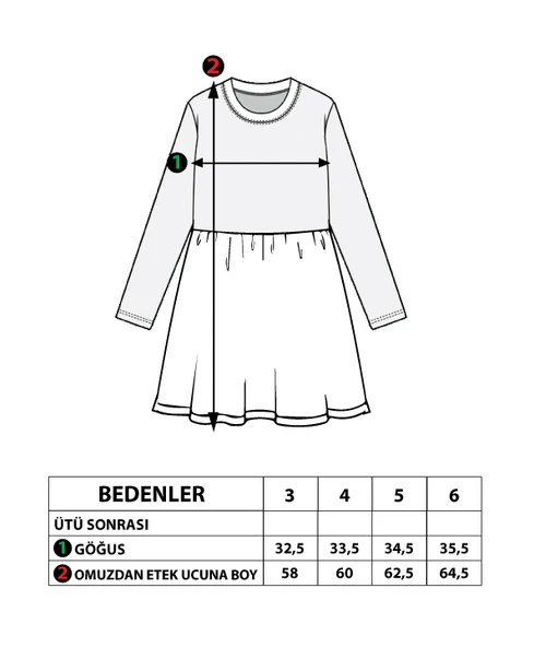 Toontoy Kız Çocuk Bel Fırfır Detaylı Çizgili Yazı Baskılı Elbise - Resim 5