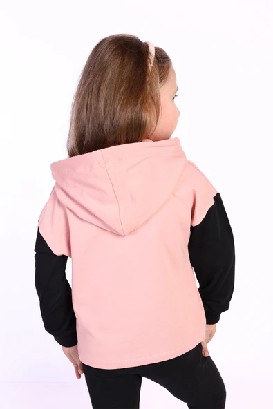 Toontoy Kız Çocuk Kapüşonlu Blok Renkli Sweatshirt - 12