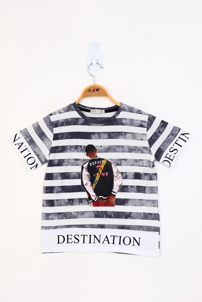Toontoy Erkek Çocuk Komple Çizgi Desenli Baskılı Tişört