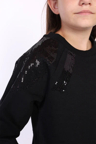 Toontoy Kız Çocuk Pullu Nakışlı Sweatshirt