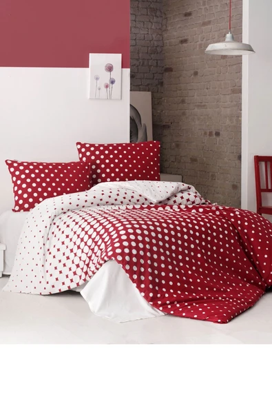 Çift Kişilik Nevresim Takımı Pamuklu Retro Puantiye - 3