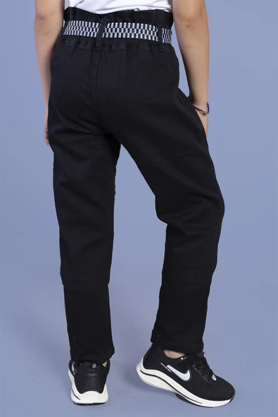 Toontoy Kız Çocuk Yüksek Bel İki Yanı Cepli Regular Fit Jean Pantolon - 4