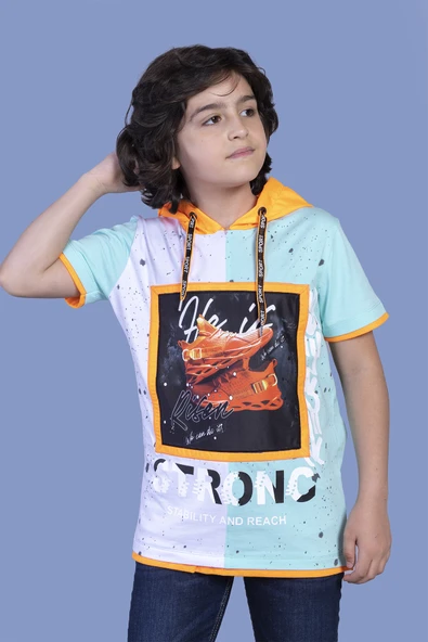 Toontoy Erkek Çocuk Garni Detaylı Baskılı Tişört