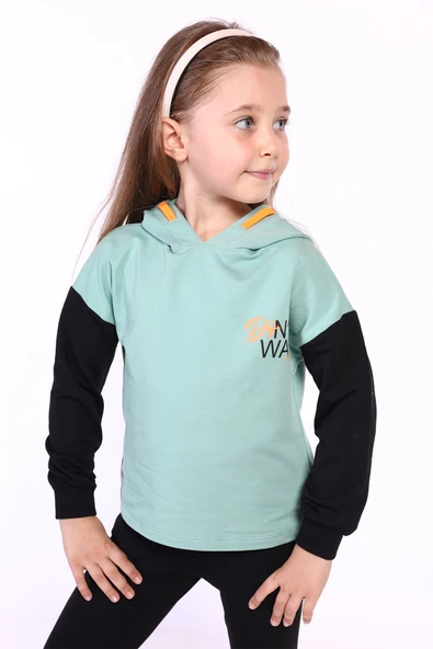 Toontoy Kız Çocuk Kapüşonlu Blok Renkli Sweatshirt - 8