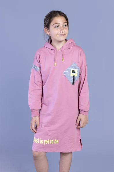 Toontoy Kız Çocuk Düşük Kol Baskılı Elbise