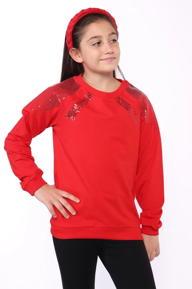 Toontoy Kız Çocuk Pullu Nakışlı Sweatshirt - 6