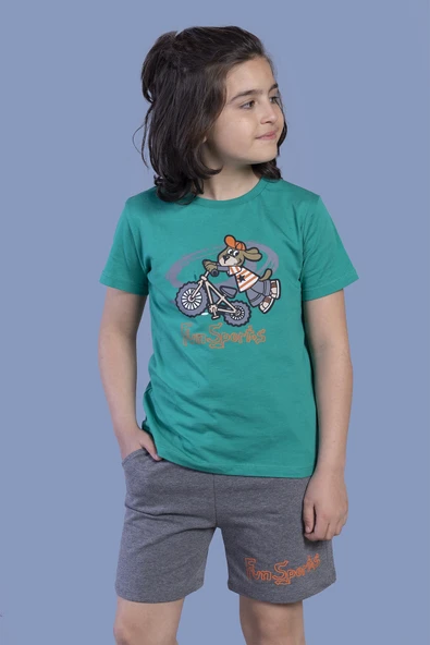 Toontoy Erkek Çocuk Bisiklet Süren Köpek Baskılı Takım