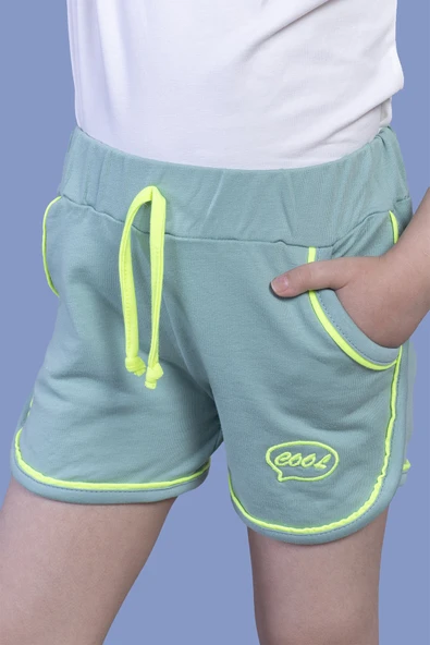Toontoy Kız Çocuk Beli Lastikli İki Yanı Cepli Nakışlı Şort - 3
