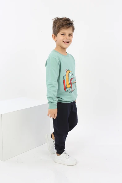 Toontoy Erkek Çocuk Çantalı Yazı Baskılı Eşofman Takım - 8