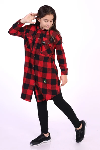 Toontoy Kız Çocuk Kapüşonlu Oduncu Gömlek - 9