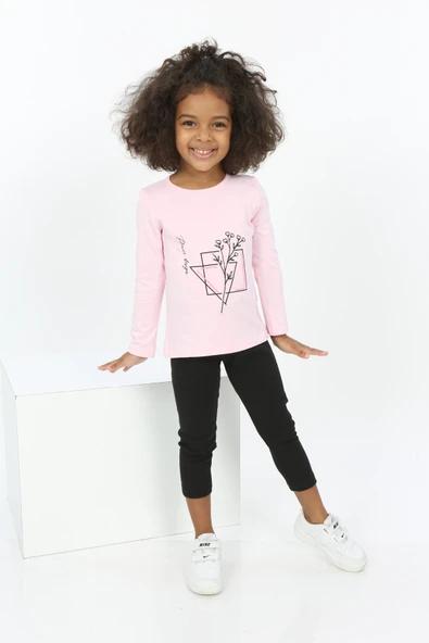 Toontoy Kız Bebek Çiçekli Yazı Nakışlı Tişört - 10
