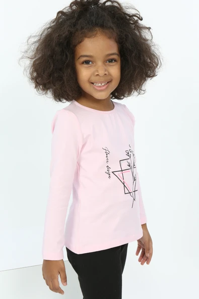 Toontoy Kız Bebek Çiçekli Yazı Nakışlı Tişört - 11