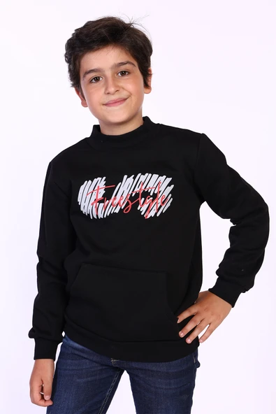 Toontoy Erkek Çocuk Kanguru Cepli Baskılı Sweatshirt - 5