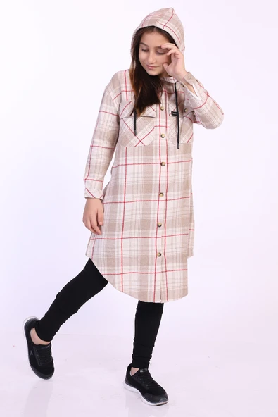 Toontoy Kız Çocuk Kapüşonlu Oduncu Gömlek - 2