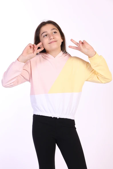 Toontoy Kız Çocuk Garnili Kapüşonlu Sweatshirt