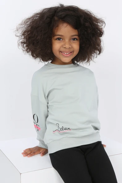 Toontoy Kız Bebek Believe Baskılı Sweatshirt - 4
