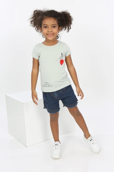 Toontoy Kız Bebek Göğsü Nota Nakışlı Yazı Baskılı Tişört - 12