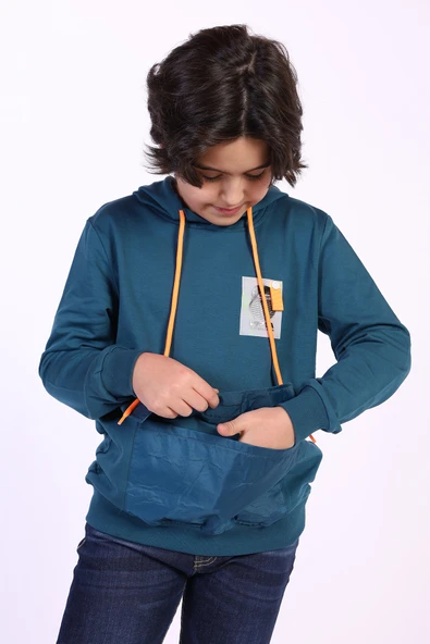 Toontoy Erkek Çocuk Armalı Kapşonlu Sweatshirt