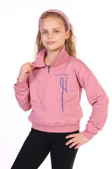 Toontoy Kız Çocuk Free Jeans Baskılı Sweatshirt - 6