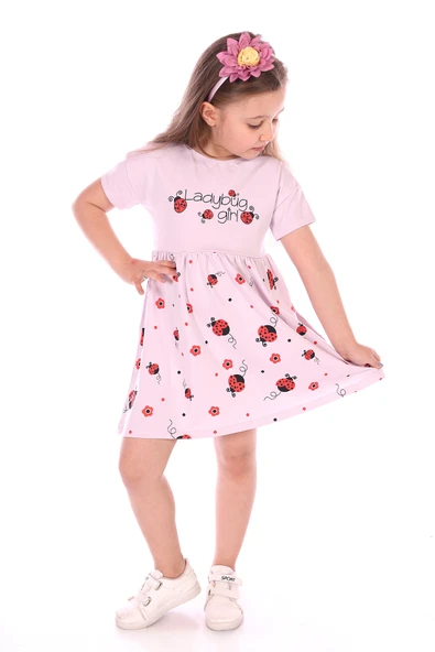 Toontoy Kız Bebek Ladybug Girl Uğur Böcek Baskılı Elbise - 5