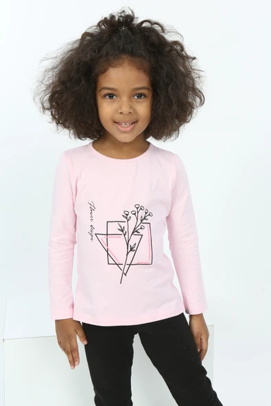 Toontoy Kız Bebek Çiçekli Yazı Nakışlı Tişört - 12