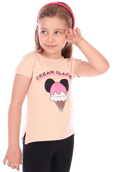 Toontoy Kız Bebek Dondurma Yazı Baskılı Tişört - 3