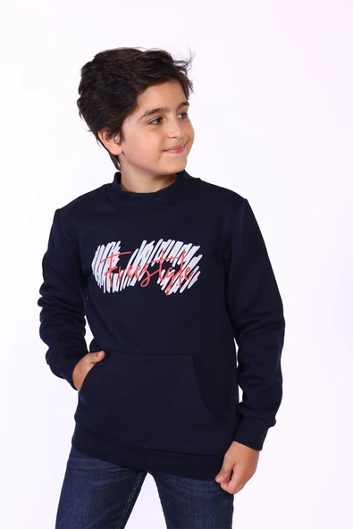 Toontoy Erkek Çocuk Kanguru Cepli Baskılı Sweatshirt - 8