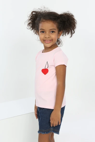 Toontoy Kız Bebek Göğsü Nota Nakışlı Yazı Baskılı Tişört - 7