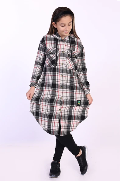 Toontoy Kız Çocuk Kapüşonlu Oduncu Gömlek - 3