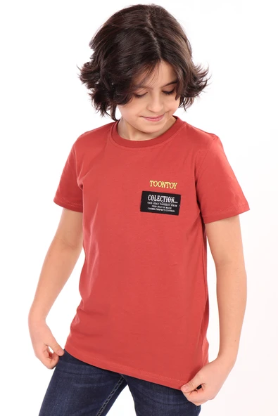 Toontoy Erkek Çocuk Göğsü Arma Detaylı Tişört