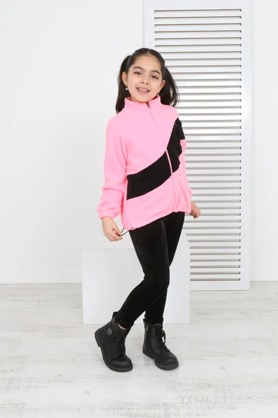 Toontoy Kız Çocuk Blok Renkli Polar Hırka - 3