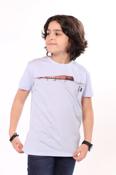 Toontoy Erkek Çocuk  Tren Baskılı Tişört - Resim 4