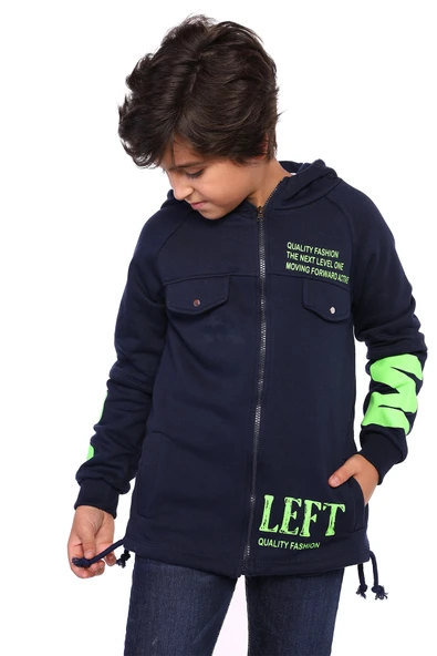 Toontoy Erkek Çocuk Kapüşonlu Baskılı Hırka - 12