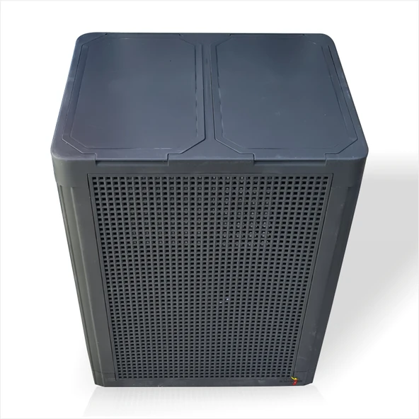 Büyük Sağlam Renkli Beyaz Çift Bölmeli Kapaklı Delikli Hava Alan Demonte Kirli Çamaşır Sepeti Kutusu - 3