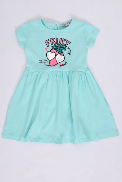 Toontoy Kız Bebek Fruit Yazılı Çilek Baskılı Elbise - 12