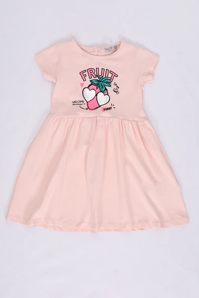 Toontoy Kız Bebek Fruit Yazılı Çilek Baskılı Elbise