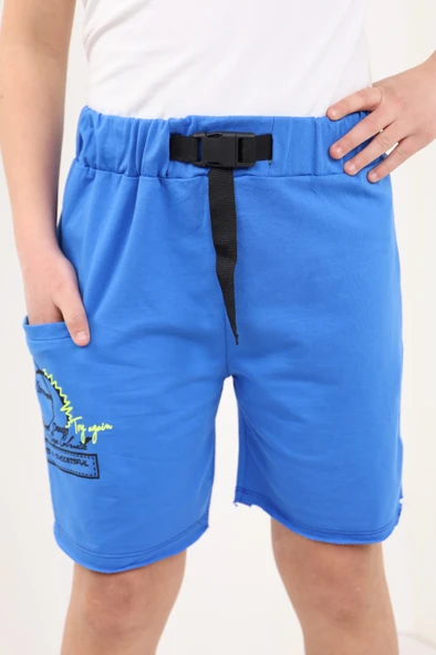 Toontoy Erkek Çocuk Toka Kemerli Try Again Baskılı Şort - 10